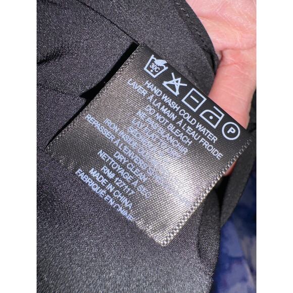 Badgley Mischka Bethany Gown Size 0 Blue Black Long Sleeve Lace Maxi Dress - Picture 5 of 9